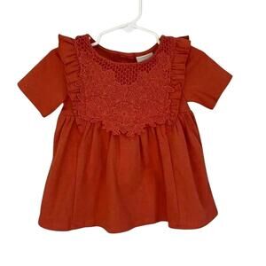 Rachel Zoe salmon orange applique  Dress Size 12 months